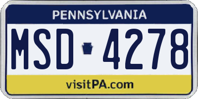 PA license plate MSD4278