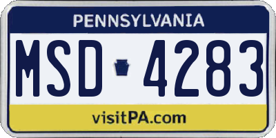 PA license plate MSD4283