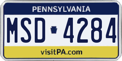 PA license plate MSD4284