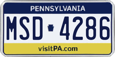 PA license plate MSD4286