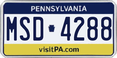 PA license plate MSD4288