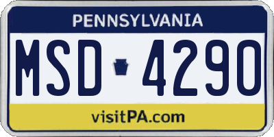 PA license plate MSD4290