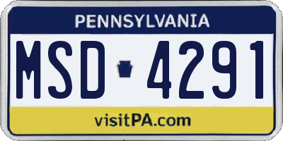 PA license plate MSD4291