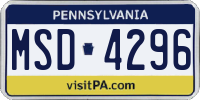 PA license plate MSD4296