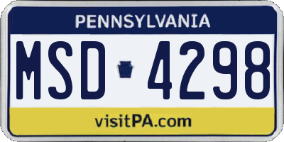 PA license plate MSD4298
