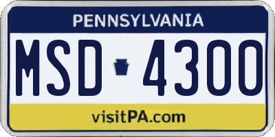 PA license plate MSD4300