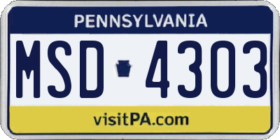PA license plate MSD4303