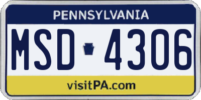 PA license plate MSD4306