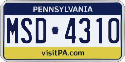 PA license plate MSD4310