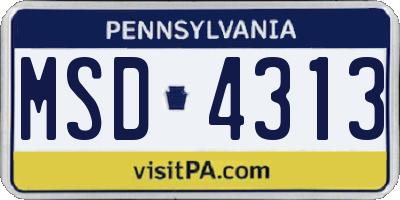 PA license plate MSD4313