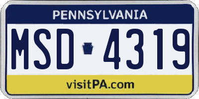 PA license plate MSD4319