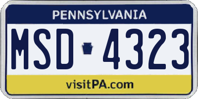 PA license plate MSD4323