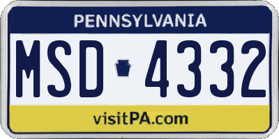 PA license plate MSD4332