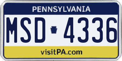 PA license plate MSD4336