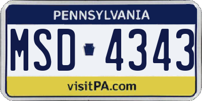 PA license plate MSD4343