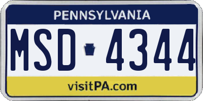 PA license plate MSD4344