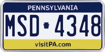 PA license plate MSD4348