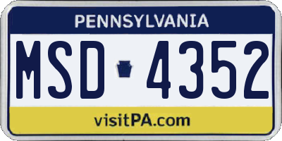 PA license plate MSD4352