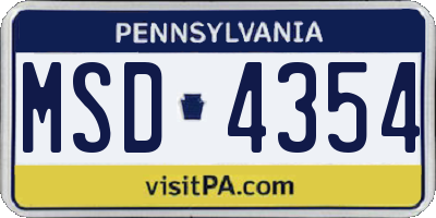PA license plate MSD4354