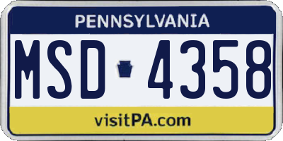 PA license plate MSD4358