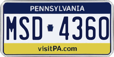 PA license plate MSD4360