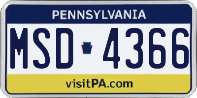 PA license plate MSD4366