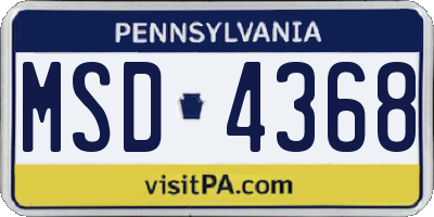 PA license plate MSD4368