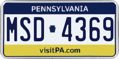 PA license plate MSD4369