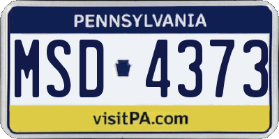 PA license plate MSD4373