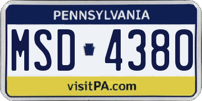 PA license plate MSD4380