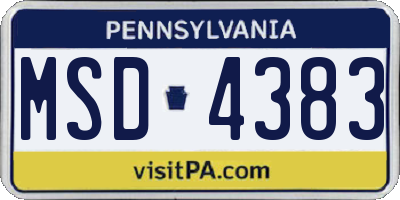 PA license plate MSD4383