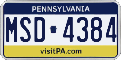 PA license plate MSD4384