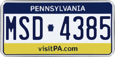 PA license plate MSD4385