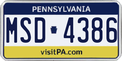 PA license plate MSD4386