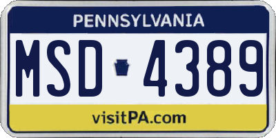 PA license plate MSD4389