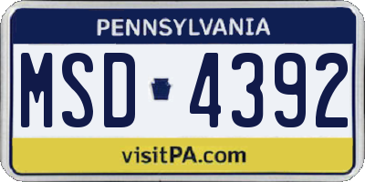 PA license plate MSD4392