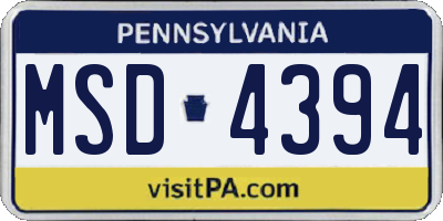 PA license plate MSD4394