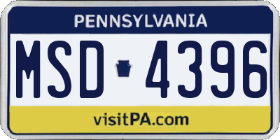 PA license plate MSD4396