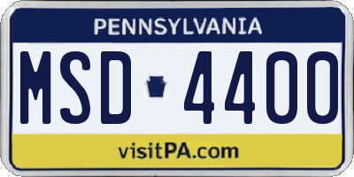 PA license plate MSD4400