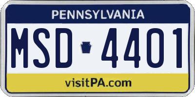 PA license plate MSD4401