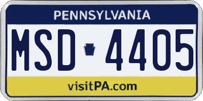 PA license plate MSD4405