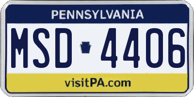 PA license plate MSD4406