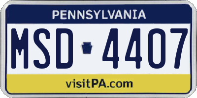PA license plate MSD4407
