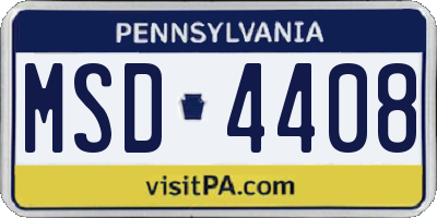 PA license plate MSD4408