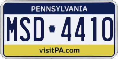 PA license plate MSD4410