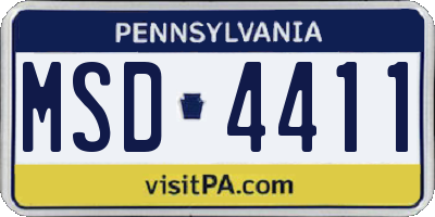 PA license plate MSD4411