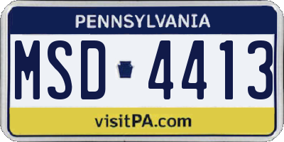 PA license plate MSD4413