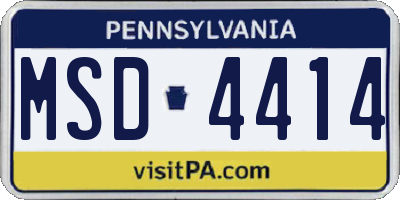 PA license plate MSD4414