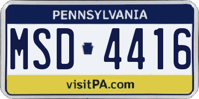 PA license plate MSD4416
