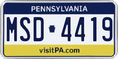 PA license plate MSD4419